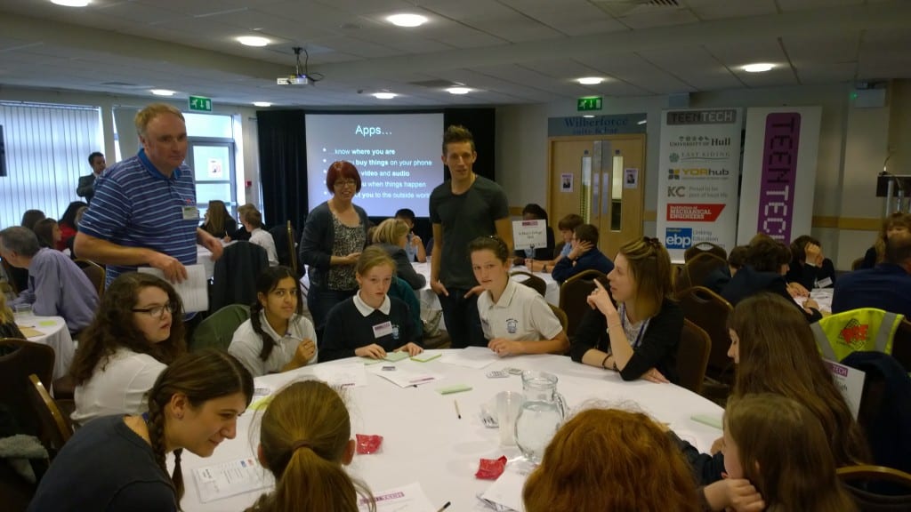 Ali Maggs from Chaos Created running the Innovation Zone App Design Workshops at TeenTech in Hull, alongside Liz Rice from TankTop TV.