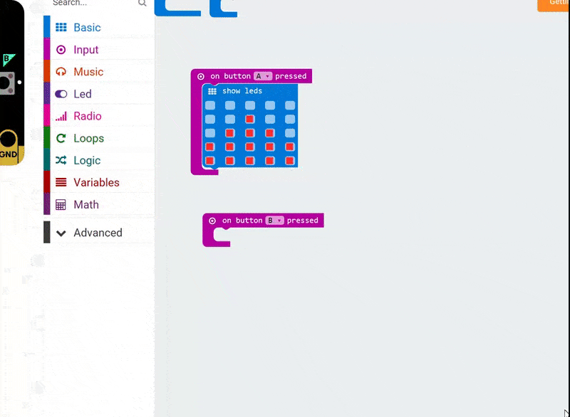 Another Button Pressed block of code