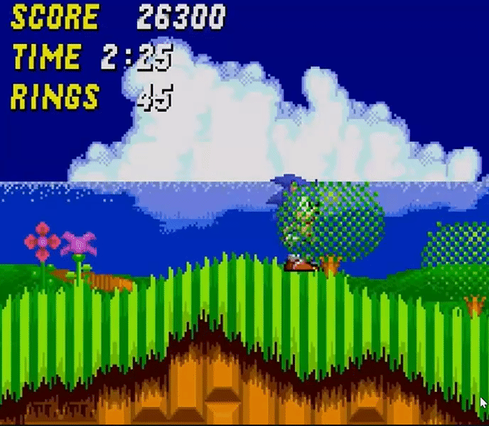 Sonic the Hedgehog collecting rings